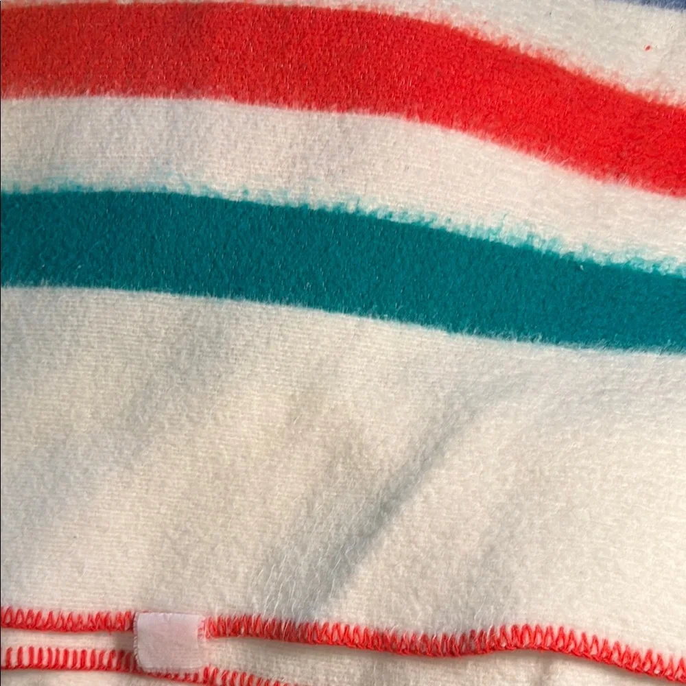 90 x 90 Chatham Hudson style‎ soft Striped Blue, Red, and Green Blanket bag B46